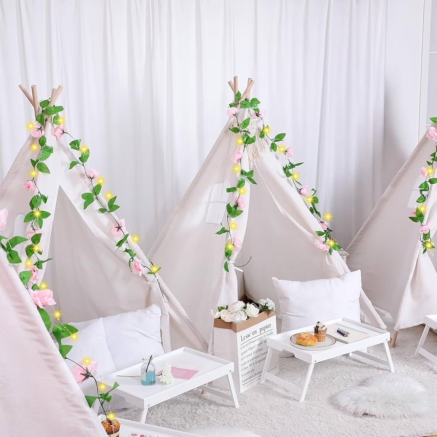 Amazon.com: Wesnoy 4 Pcs Teepee Tents for Kids with Lights